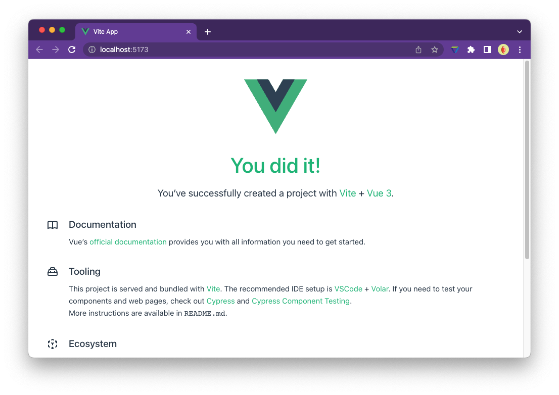 Vue default application